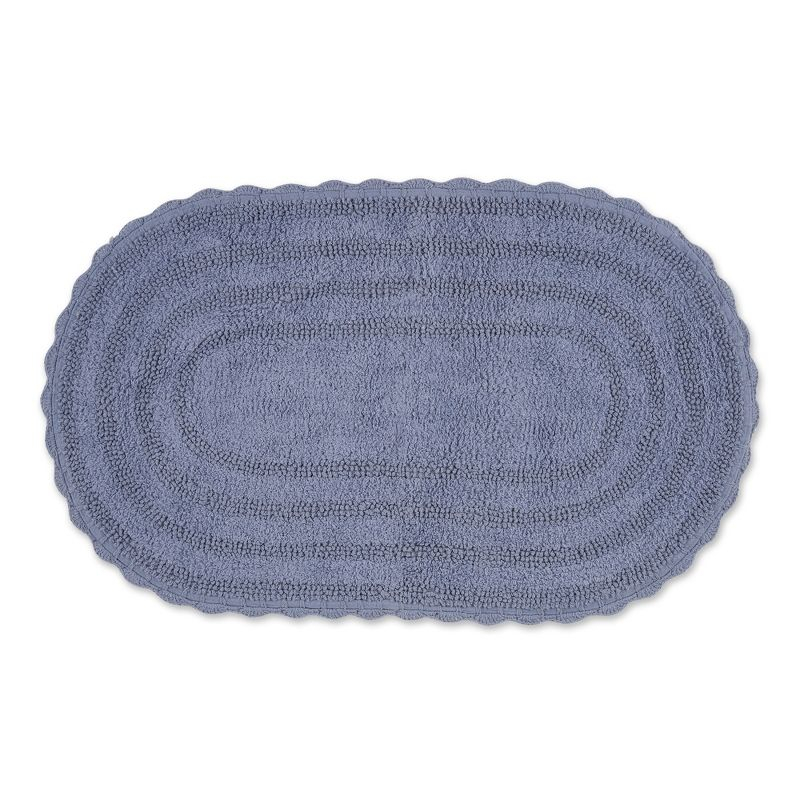 Design Imports Stonewash Blue Large Oval Crochet Bath Mat