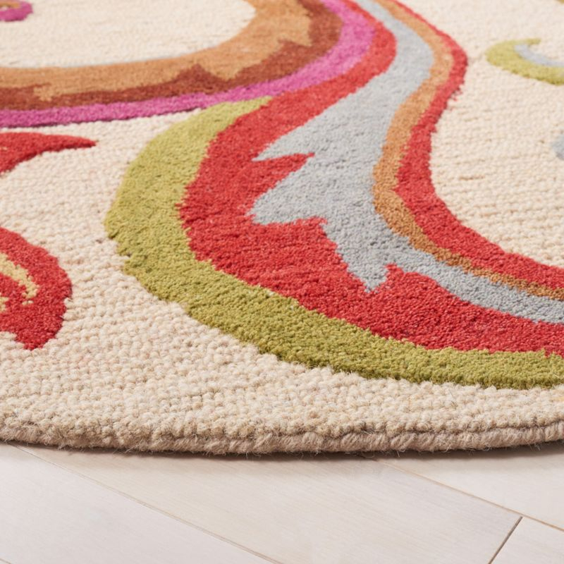 Blossom BLM680 Hand Hooked Area Rug - Beige/Multi - 6' Round - Safavieh.