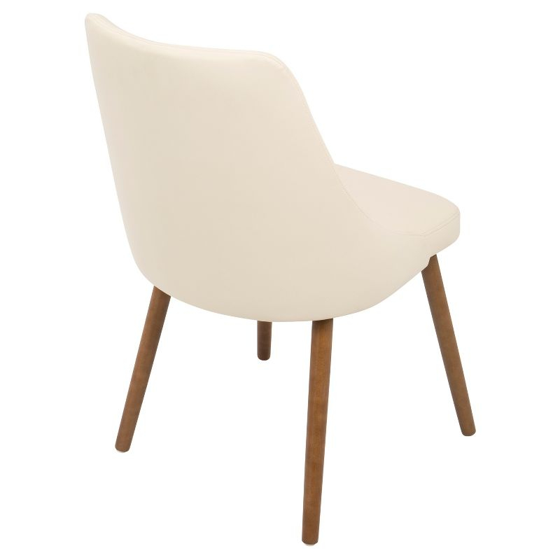 Giovanni Mid Century Modern Dining Chair Cream - Lumisource: Upholstered, Walnut Finish, Faux Leather