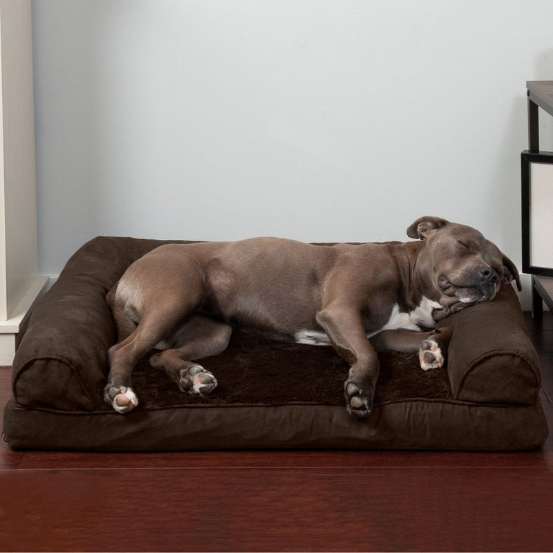 FurHaven Plush & Suede Orthopedic Sofa Dog Bed - Large, Espresso