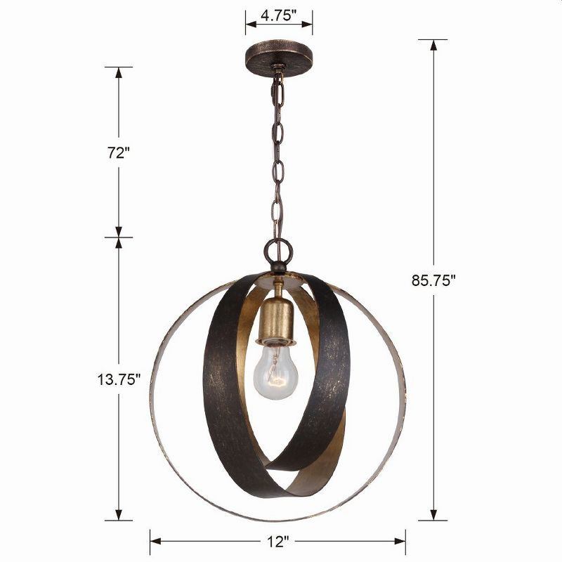 Crystorama Lighting Luna 1 - Light Chandelier in  English Bronze/Antique Gold