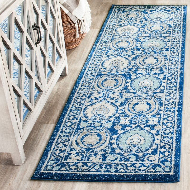 Evoke EVK251 Power Loomed Runner Rug - Blue/Ivory - 2'2"x7' - Safavieh.