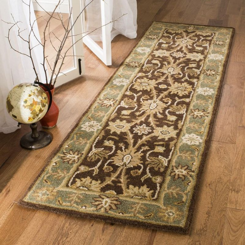 Antiquity AT249 Hand Tufted Accent Rug - Chocolate/Blue - 2'3"x4' - Safavieh.
