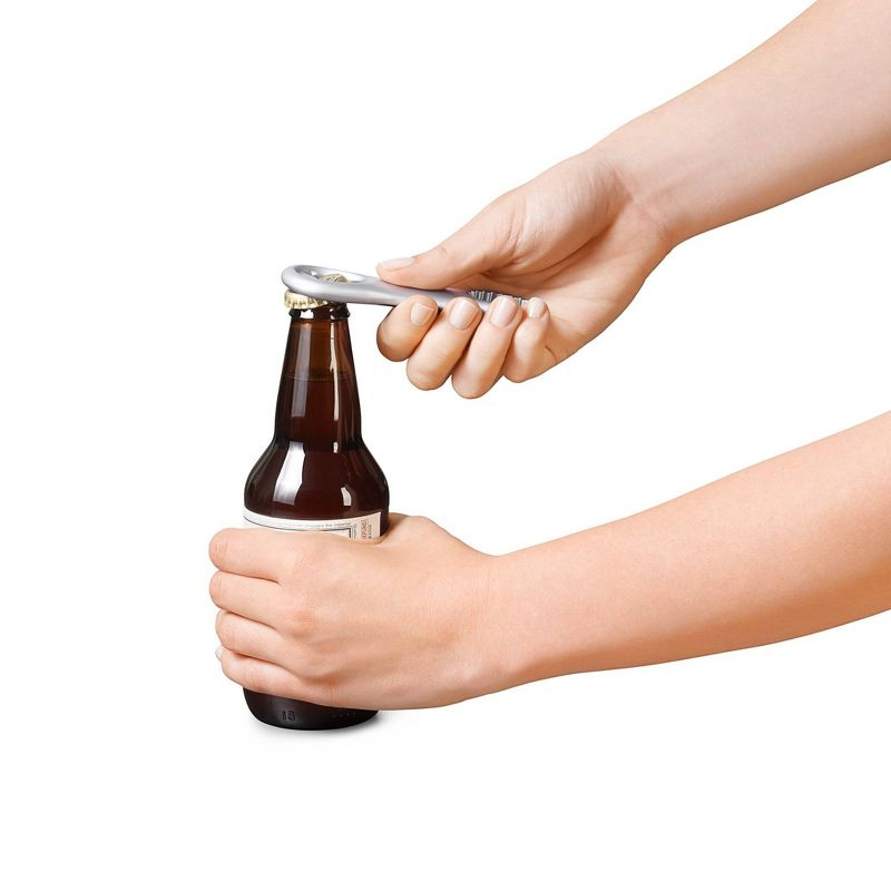 OXO Die Cast Bottle Opener Silver: Zinc Kitchen Tool, Dishwasher-Safe, Metallic Finish, Beer & Wine Accessory