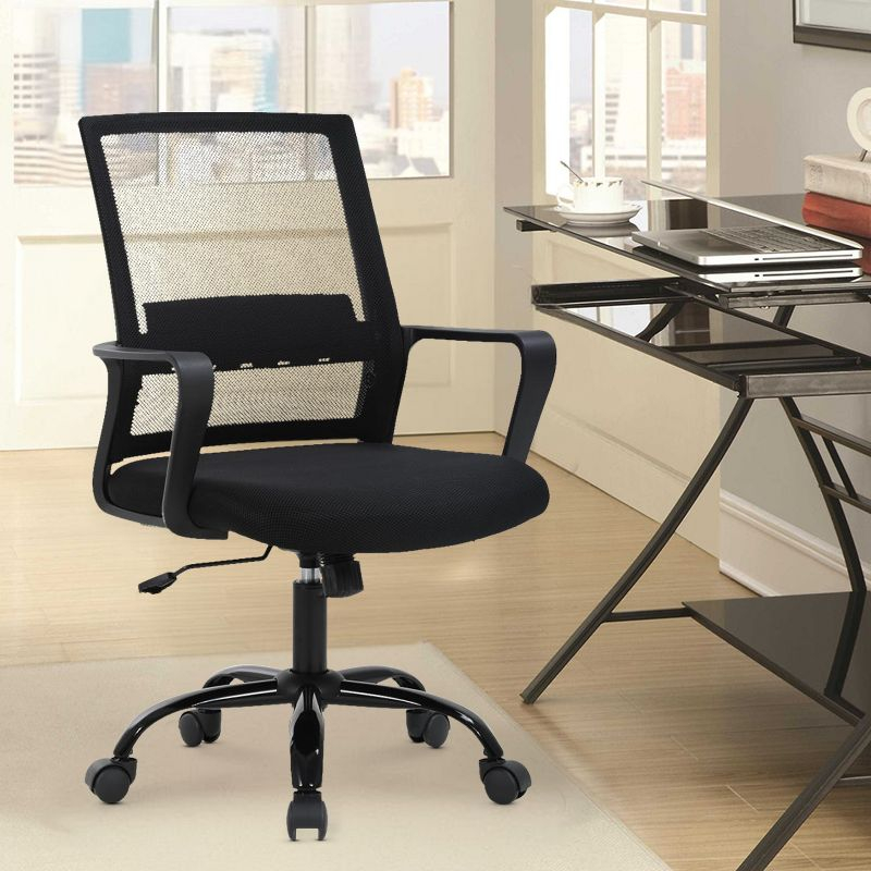 BestMassage Office Chair Mesh Computer Chair Task Chair with Lumbar Support & 360° Swivel Home Office Swivel Chair Modern Desk Chair, Black