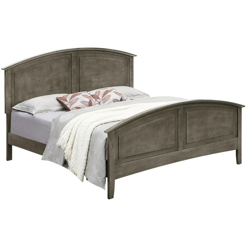 Passion Furniture Hammond Gray King Panel Bed with Curved Top Rail