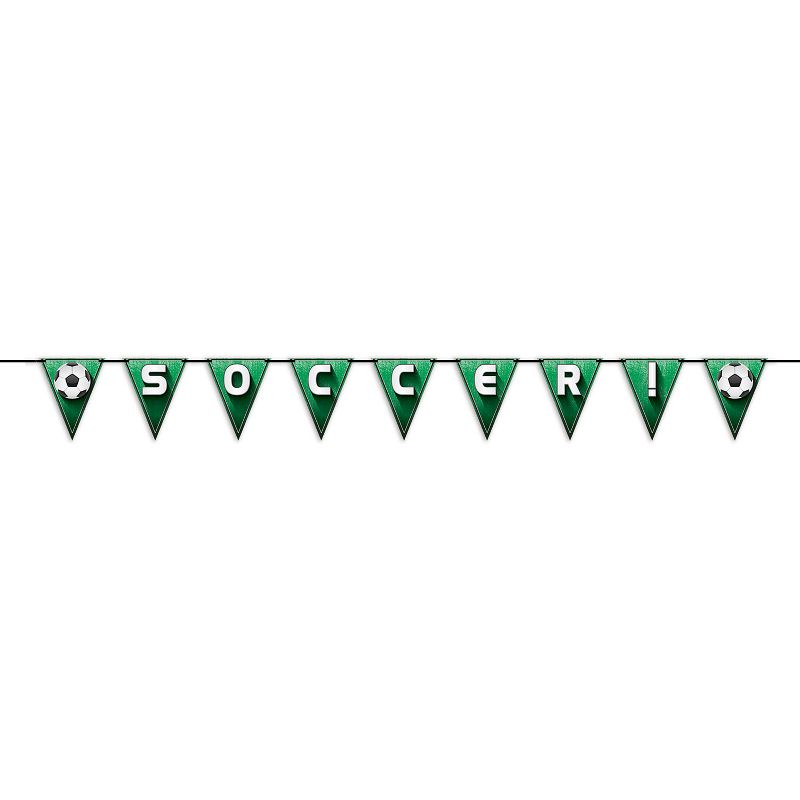 Beistle Soccer!/Football Pennant Streamer, 7.5" x 8', (2/Pkg) Multicolored