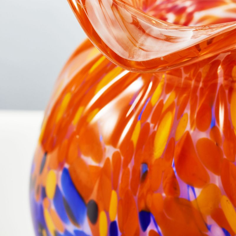 Luxury Lane Hand Blown Multicolor Confetti Art Glass Bubble Bud Flower Vase Cobalt Blue 6"H