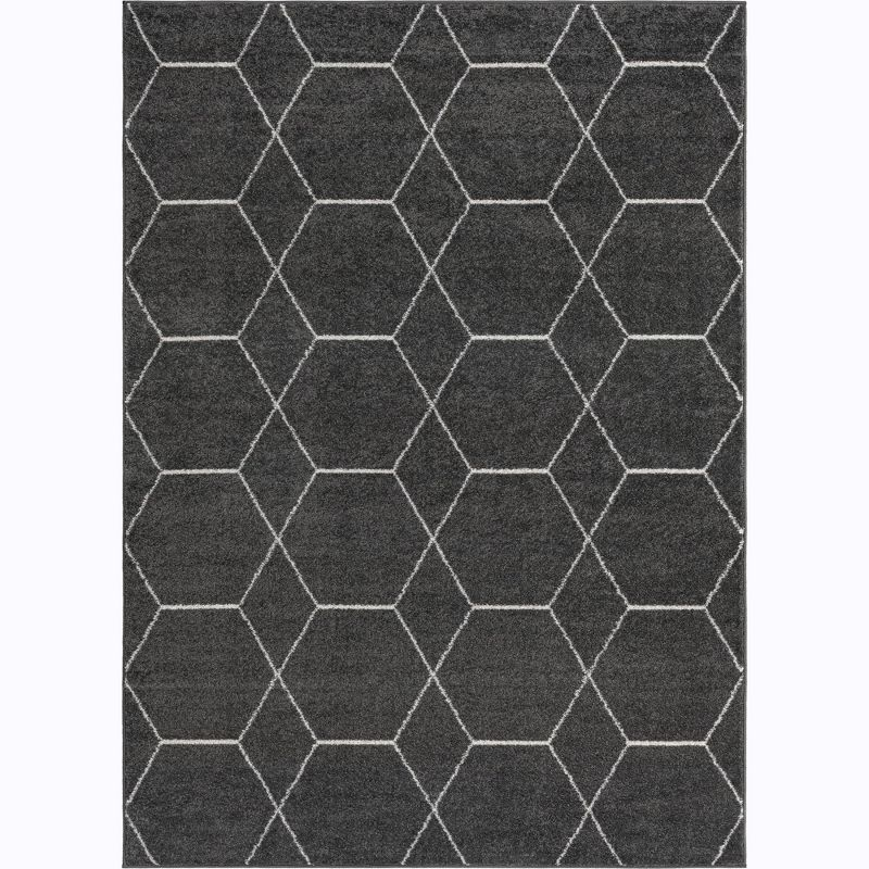 Unique Loom 9' 0 x 12' 0 Trellis Frieze Geometric Dark Gray Area Rug
