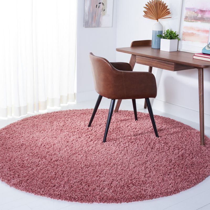 Venus Shag VNS520 Power Loomed Indoor Area Rug - Pink - 6'7" Round - Safavieh