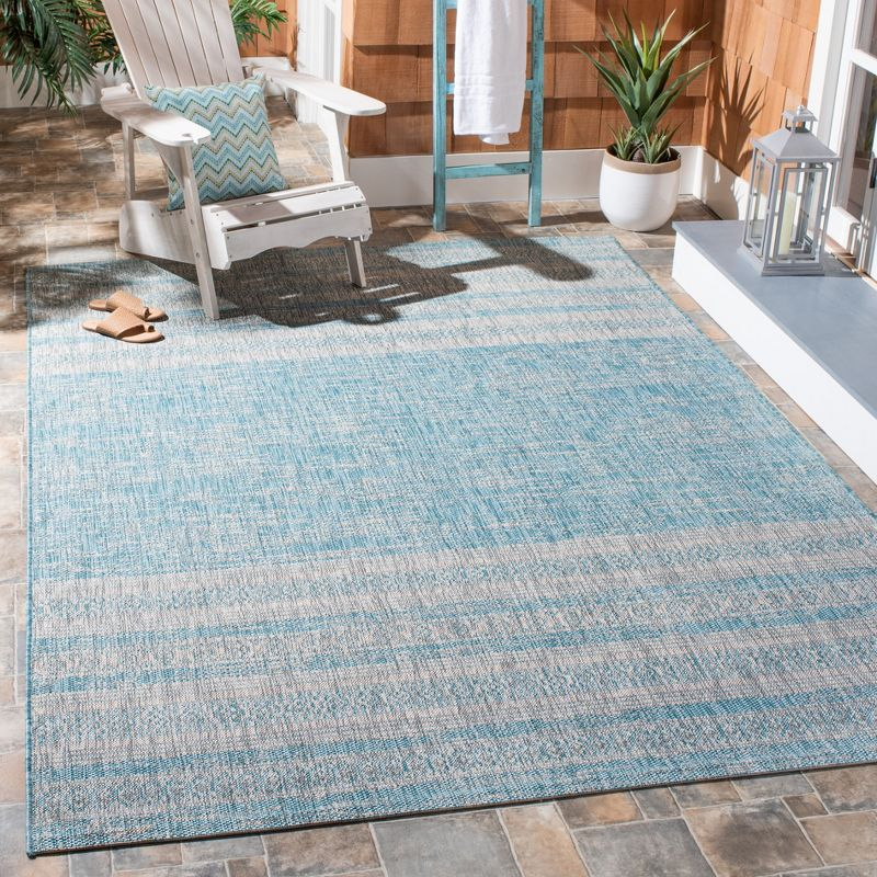 Courtyard CY8061 Power Loomed Indoor and Outdoor Area Rug - Aqua/Grey - 8'x10' - Safavieh