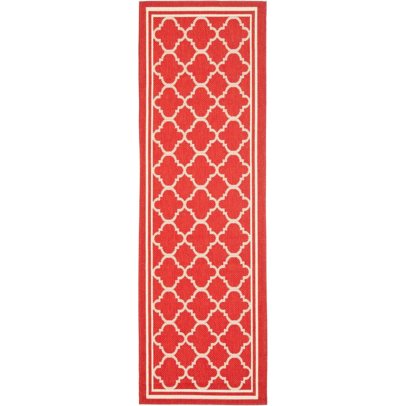 Courtyard CY6918 Power Loomed Indoor/Outdoor Runner Rug - Red/Bone - 2'3"x14' - Safavieh.