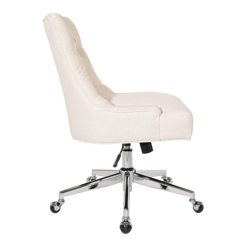 Amelia Office Chair Linen - OSP Home Furnishings: Swivel, Tufted, Adjustable Height, Metal Frame, No Arms