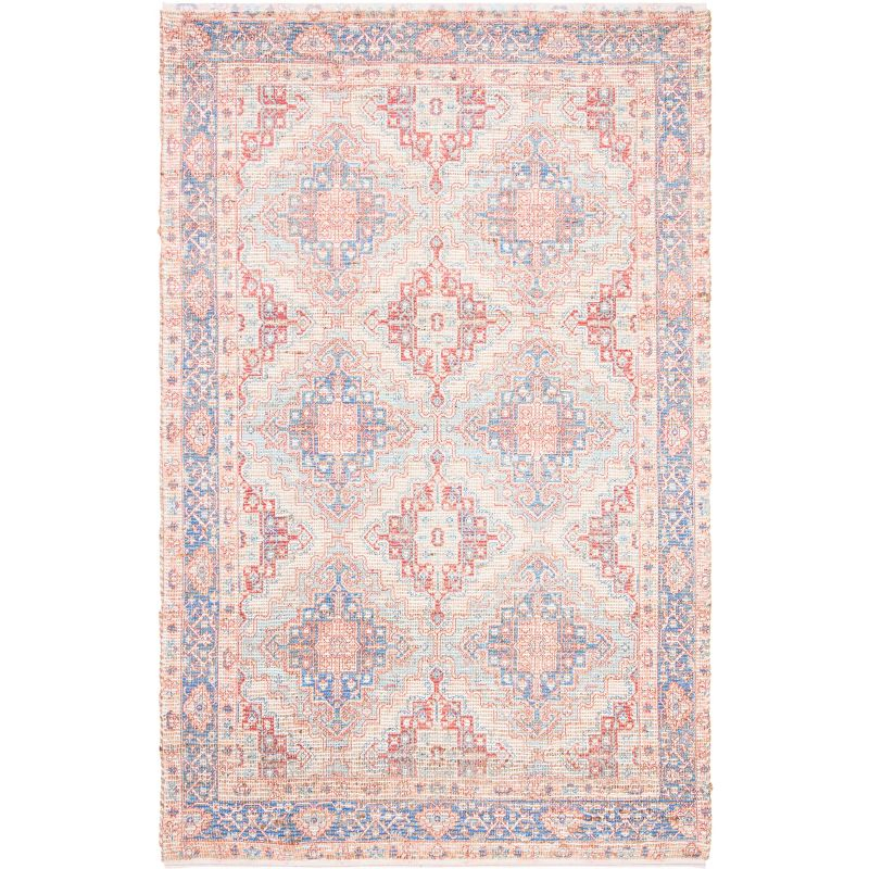 Saffron SFN510 Hand Loomed Area Rug - Blue/Rust - 5'x8' - Safavieh.