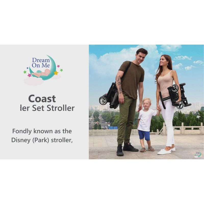 Dream On Me Coast Rider Travel Stroller Lightweight Stroller Compact Portable Vacation Friendly Stroller, Gray
