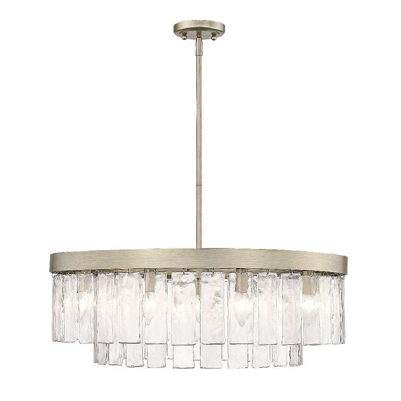 Golden Lighting Ciara 9-Light Chandelier in White Gold with Hammered Water Glass