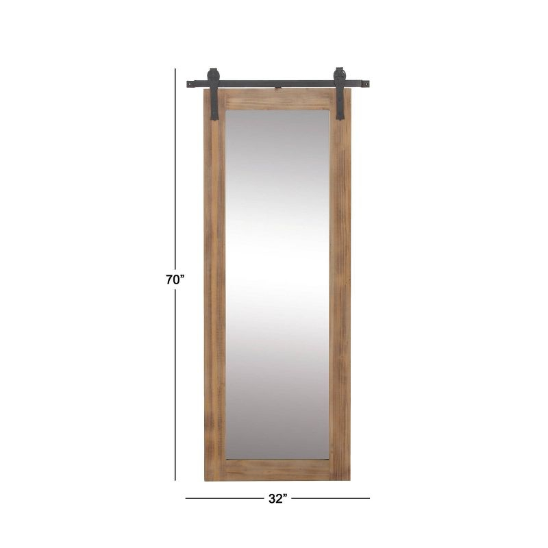 71" x 34" Wood Wall Mirror with Metal Hanging Rod Brown - Olivia & May: Industrial Style, No Assembly Required
