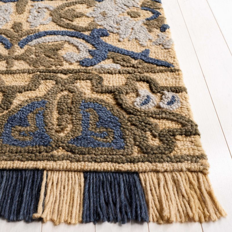 Blossom BLM422 Handmade Tufted Area Rug - Gold/Blue - 4' X 6' - Safavieh