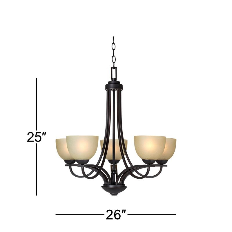 Franklin Iron Works Italian Bronze Pendant Chandelier Lighting Fixture 26" Wide Modern Antique Amber Glass 5-Light for Dining Room Kitchen Island Home