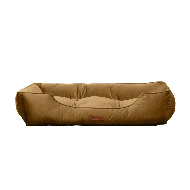 Modern Threads Medium Luxury Velvet Tufted-Style Dog Bed, Caramel
