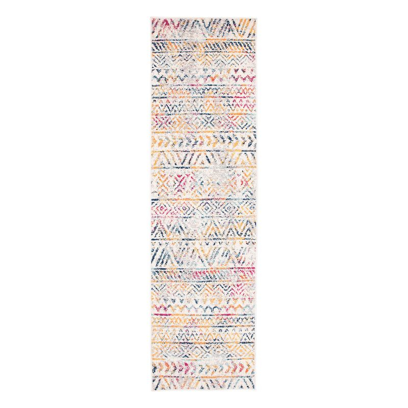 World Rug Gallery Geometric Distressed Bohemian Multicolored 2' x 7' Runner Rug