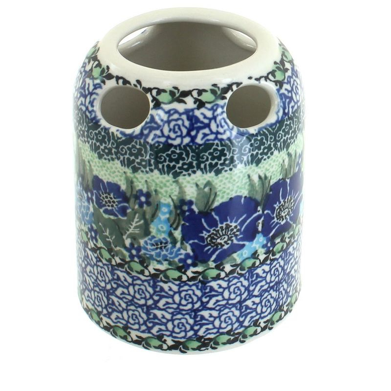 Blue Rose Polish Pottery Sapphire Fields Toothbrush Holder