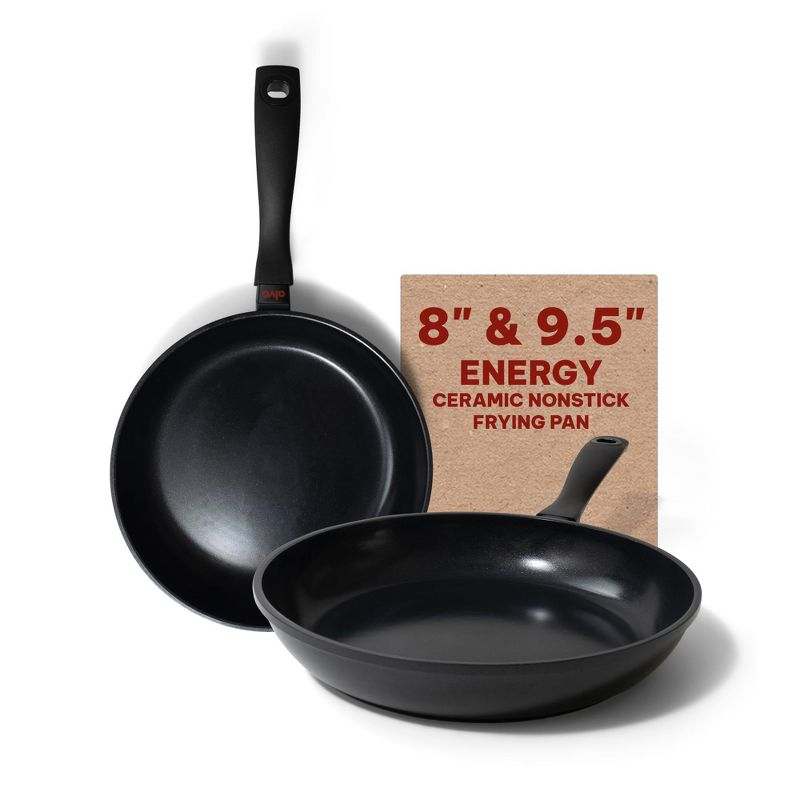 Alva Energy Ceramic Nonstick Frying Pan 8" & 9.5" Scratch Resistant, Healthy Cooking Pan, Non Toxic, Compatible with All Stovetops & Induction Safe