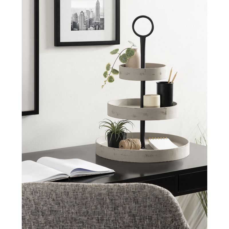 Kate and Laurel Woodmont Tray, 3 Tier, Gray