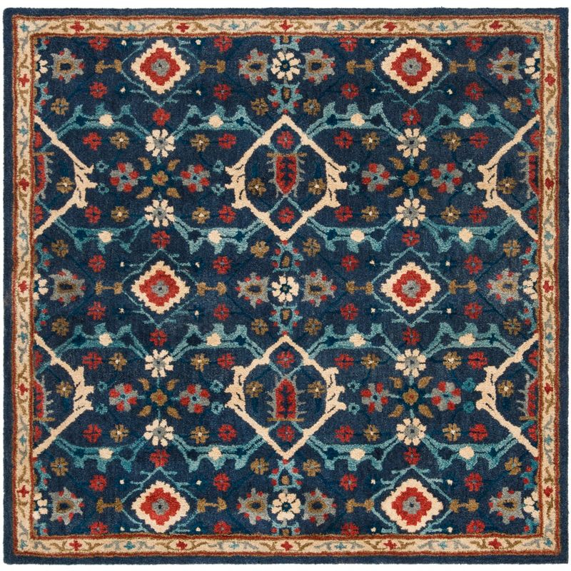Heritage HG416 Hand Tufted Area Rug - Navy/Multi - 6'x6' - Safavieh.
