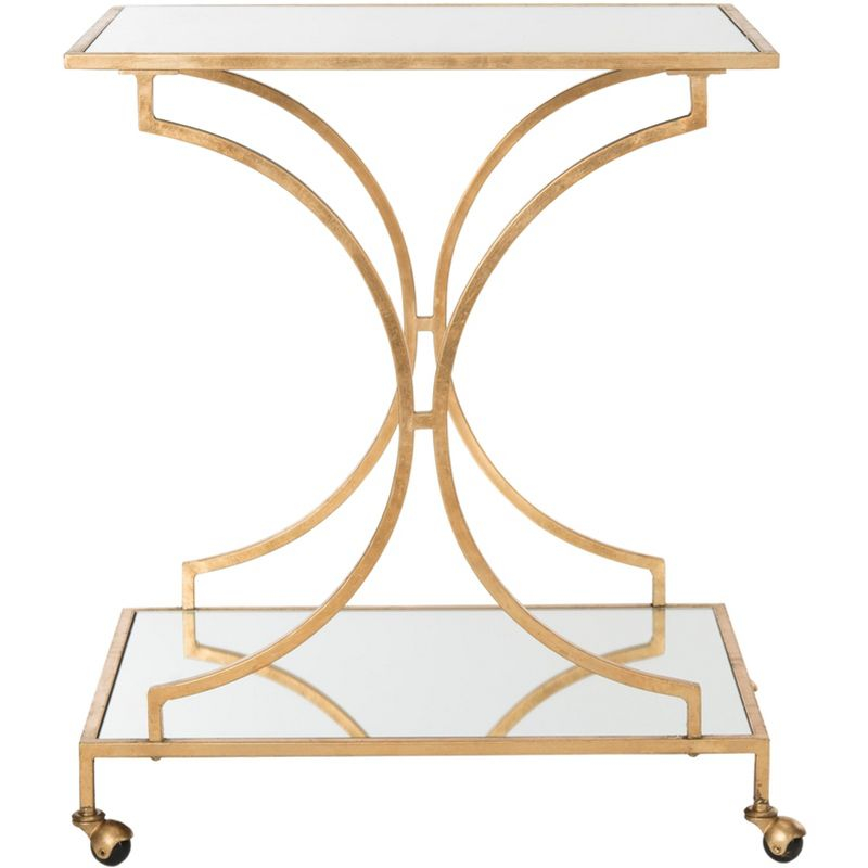 Ignatius Bar Cart - FOX2555B - Gold/Mirror - Safavieh