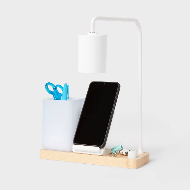 Desk Lamp with Wireless Charging and Storage (Includes LED Light Bulb) - Brightroom™: Table Lamp, Desk Organizer, USB Port