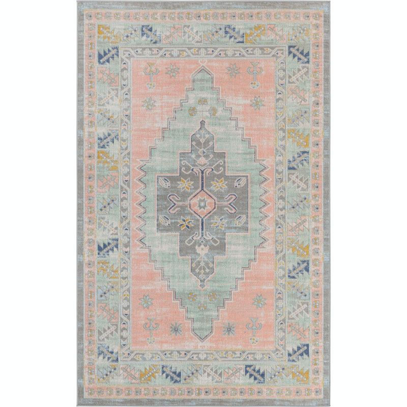 Unique Loom Whitney Collection Area Rug - Geneva (5' 3" x 8' Rectangle Pink/Blue)