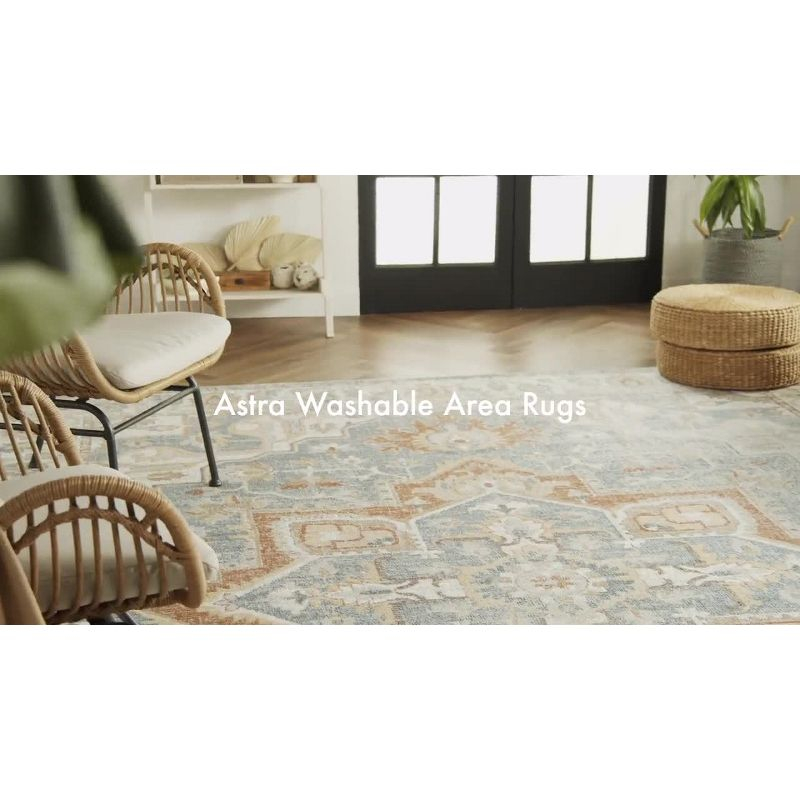 Nourison Astra Machine Washable Vintage Medallion Indoor Bathroom, Kitchen Area Rug Gold/Multicolor 3'3" x 5'