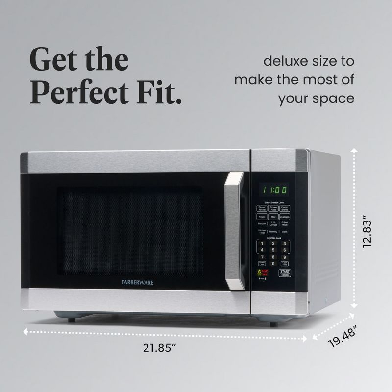 Farberware Professional 1.6 Cu. Ft. 1100-Watt Microwave Oven with Smart Sensor, Stainless Steel with Platinum
