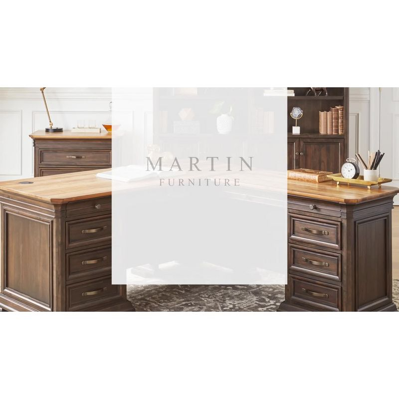 Sonoma Double Pedestal Desk Brown - Martin Furniture: Antique Bronze Hardware, Wood Veneer, No Assembly Required