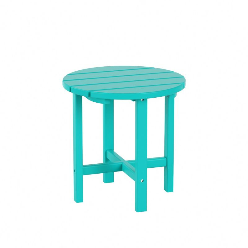 WestinTrends All-Weather Outdoor Patio Round Poly Adirondack Side Table, Turquoise