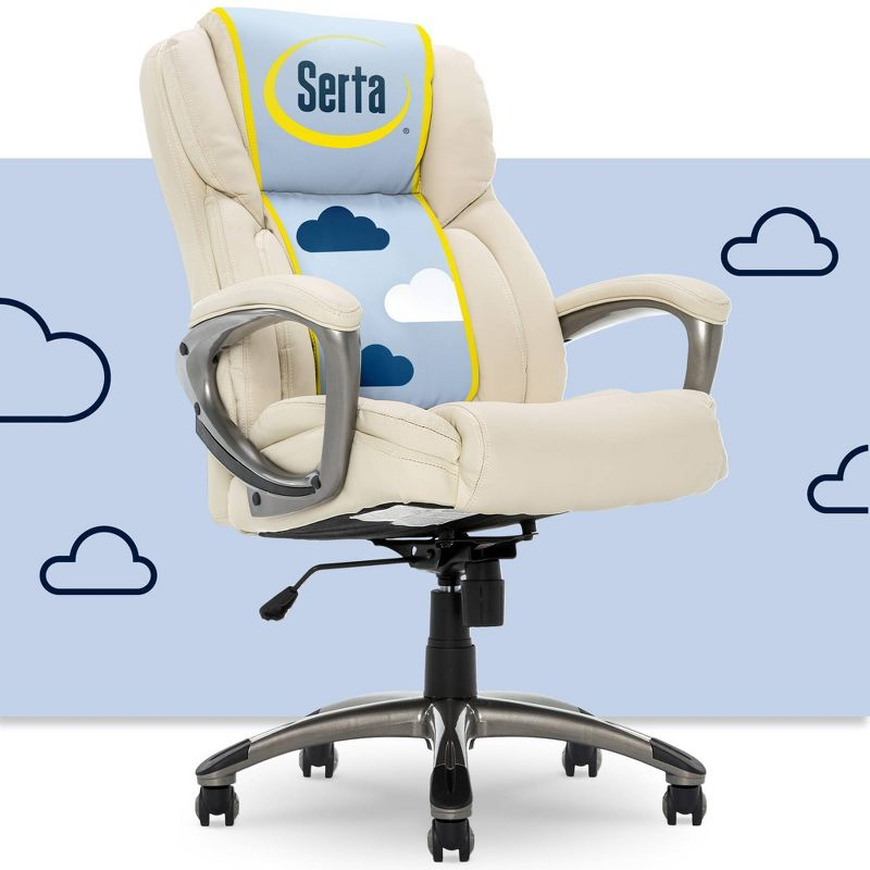 Serta Works Executive Office Chair American Beige: Upholstered, Adjustable, Ergonomic with Padded Back & Seat