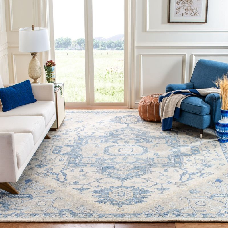 Micro-Loop MLP503 Hand Tufted Area Rug - Ivory/Blue - 9'x9' - Safavieh.