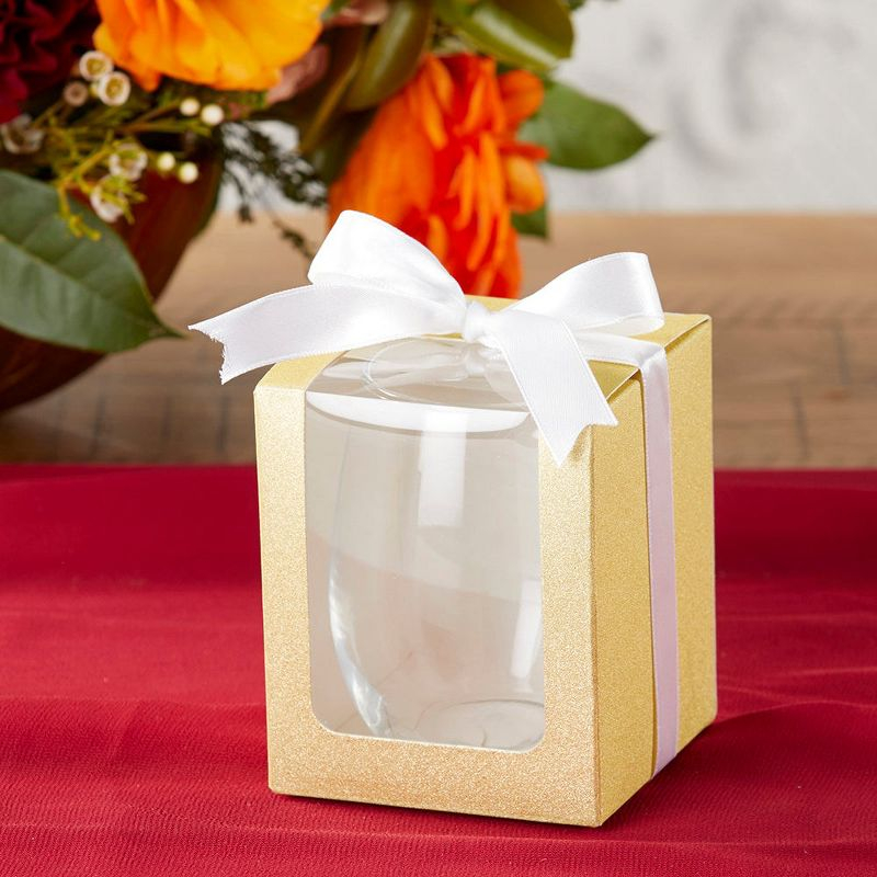 Kate Aspen Gold 9 oz. Glassware Gift Box with Ribbon (Set of 12) | 30009GD-Box