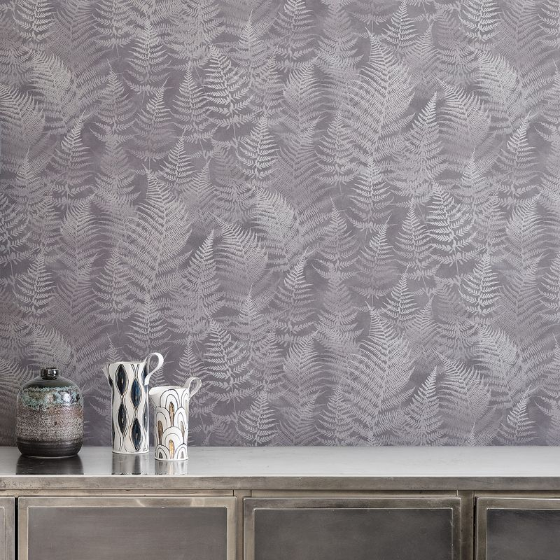 Clarissa Hulse Woodland Fern Pewter Wallpaper