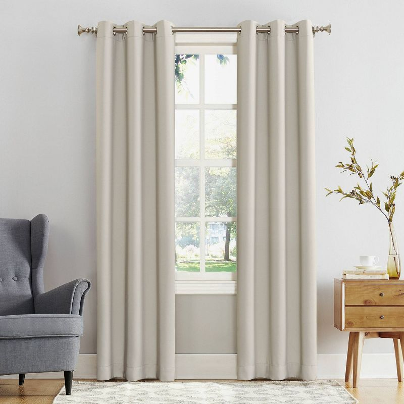 54"x84" Sun Zero Blackout Kenneth Energy Saving Grommet Curtain Panel Cream