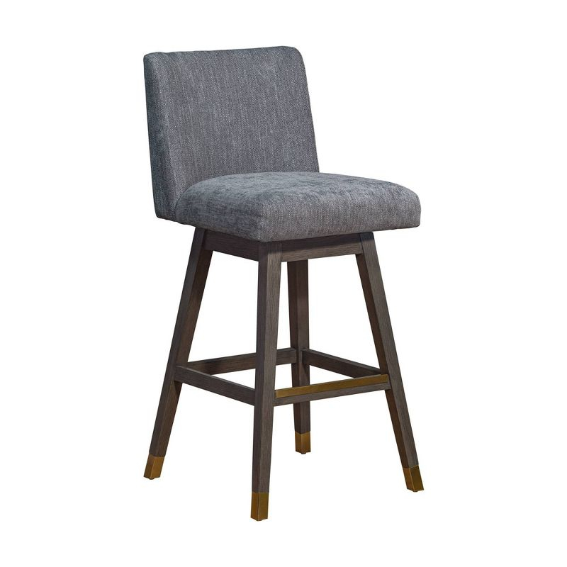 Armen Living Basila Wood Finish with Fabric Swivel Barstool Gray Oak