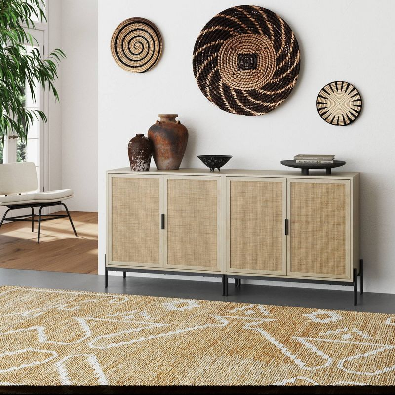 Nathan James Set of 2 Andrew Rattan Storage Cabinet Light Oak