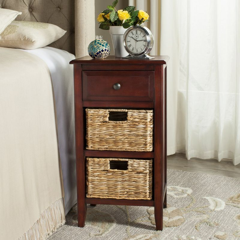 Everly Drawer Side Table - Cherry - Safavieh.