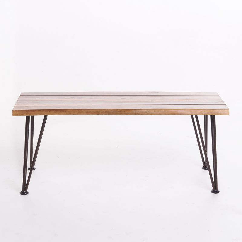 Zion Industrial Coffee Table: Weather-Resistant Acacia, Iron Frame - Christopher Knight Home