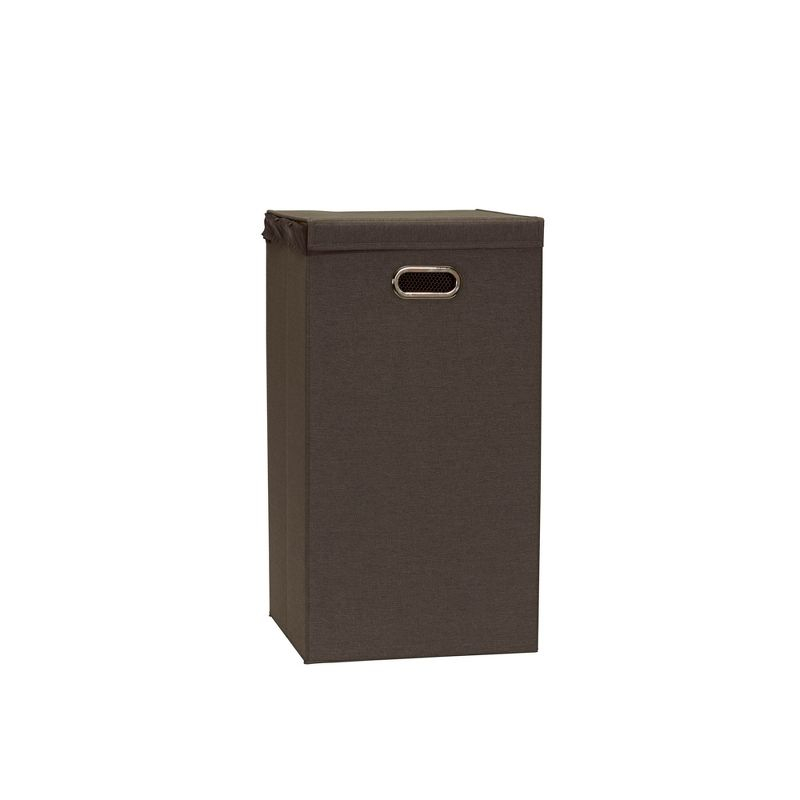 Household Essentials Collapsible Laundry Hamper Gray/Brown: Slim Clothes Hamper with Lid, Removable Liner, Magnetic Closure
