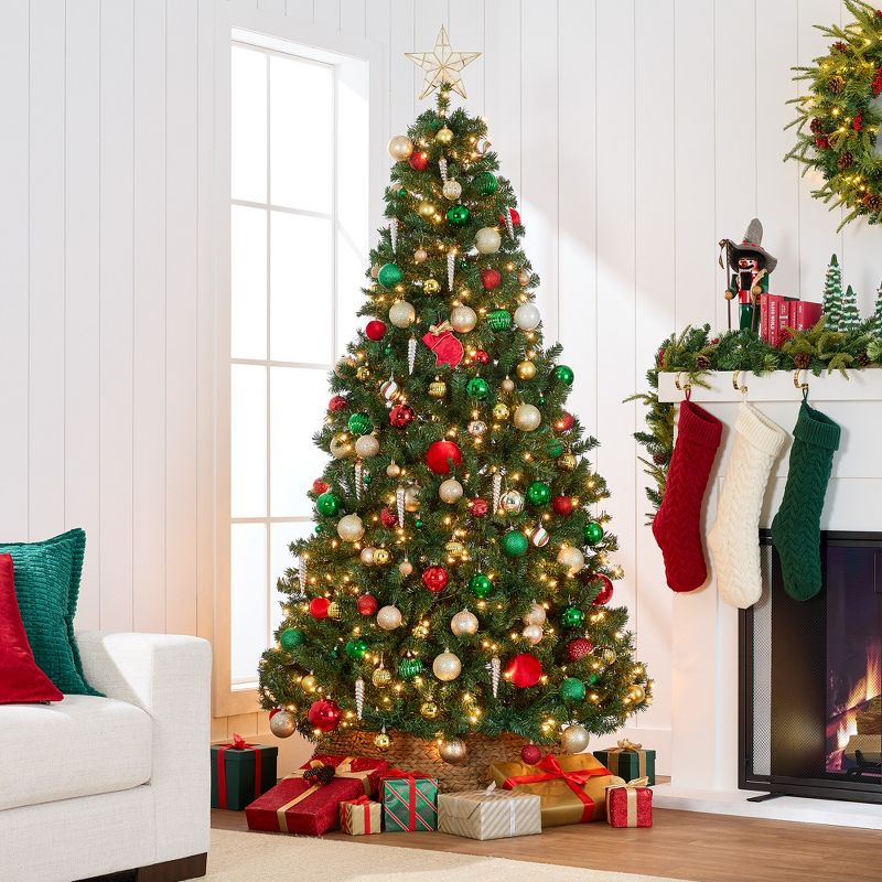 Best Choice Products 4.5ft Pre-Lit Spruce Hinged Artificial Christmas Tree w/ 200 Incandescent Lights, Foldable Stand
