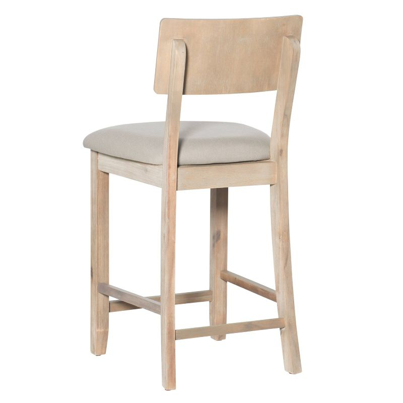 24" Jordan Padded Seat Upholstery Counter Height Barstool Light Gray - Linon: Scandinavian Style, Wood Legs, Polyester