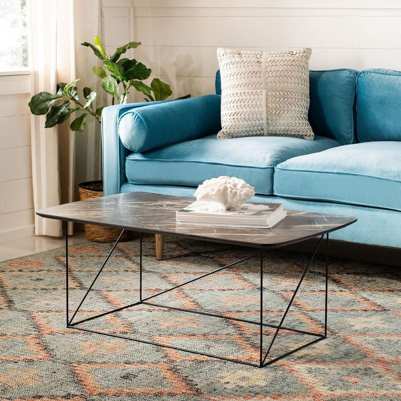 Rylee Rectangle Coffee Table - Dark Sandstone/Black - Safavieh