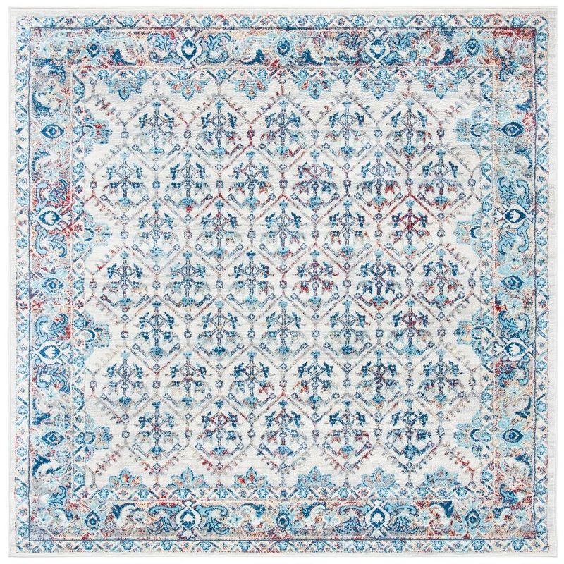 Brentwood BNT869 Power Loomed Area Rug - Ivory/Blue - 6'7"x6'7" - Safavieh.